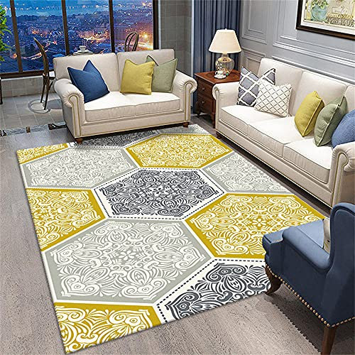 RUGMRZ Kinderteppich Junge Bunter Teppich Schlafzimmerteppich gelb-grau warmes Design, schalldicht, feuchtigkeitsbeständig, weich und waschbar 80X120CM Teppiche & Matten