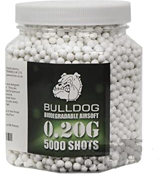 Airsoft BB Pellets Biodegradable 6mm 0.20g Balls High Grade Paintball Smooth Shinny Shooting Pellets Airsoft BB Target Protective Goggles Pistol Gun Full Accessories (5000 Pellets in Jar)