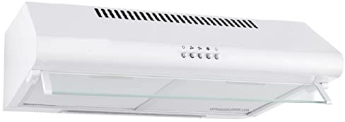 Hotte standard blanche - 2 filtres en aluminium amovibles - Moteur de 80 W - 3 niveaux de puissance - Largeur : 60 cm.