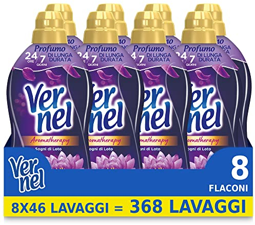Vernel Aromatherapy Sogni di Loto, Ammorbidente Lavatrice Concentrato, Sensazione di Profumo come appena lavato, 8 x 46 lavaggi, totale 368 lavaggi