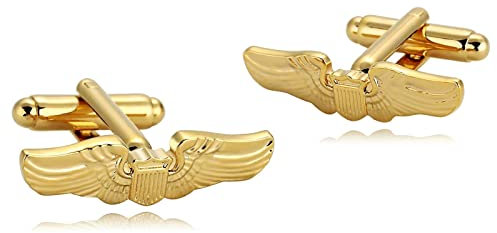 Whoiy Manschettenknöpfe Herren Personalisiert Gold, Manschettenknöpfe mit Gravur Edelstahl Flügel für Männer Kostenlose Gravur mit Schmuck Box