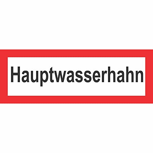 Indigos UG - Schild Brandschutz Hauptwasserhahn - 29,70x10,50 cm - Wasser BMZ Feuerwehr - Warnung - Sicherheit - Hotel, Firma, Haus - Aluverbundplatte 3mm - Hinweisschild - Warnschild