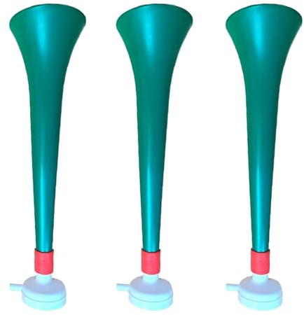 FUN FAN LINE - Pack x3 Trompettes Vuvuzela en Plastique. Accessoire pour Le Football et Les célébrations Sportives. Klaxon à air Fort pour l'animation. (Galles)