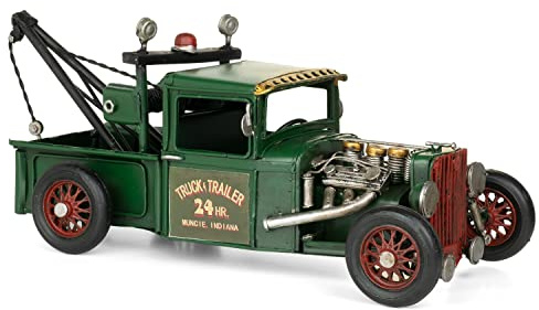 Moritz Blech-Deko Auto Abschleppfahrzeug grün Blechdekoration Blechmodell Modellauto Retro Sammlerstück Vintage Deko Nostalgie Antik Style