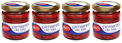 ARLEQUIN Pimientos de Isla, Asados al Horno de Leña, Pack de 4 Tarros de 220 grs (880 grs)