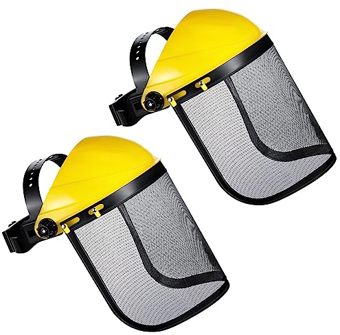 Hestya 2 Visiere di Sicurezza a Rete per Decespugliatore Visiera Protettiva da Lavoro Elmetto Forestale di Protezione Visiera Casco per Motosega Giardinaggio Prato (Giallo)