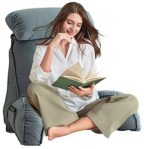 AMZZHAO Lesekissen,Rückenkissen,Lendenkissen,mit Nackenkissen und Armlehnen,Ergonomisches,verhindert Beschwerden und Schmerzen,zum Aufrichten im Bett Lesen,Entspannen,Fernsehen