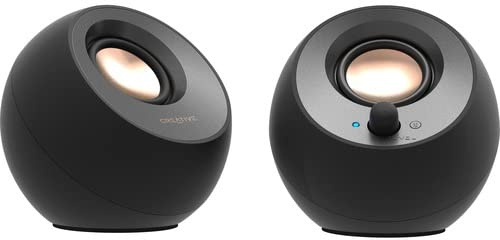 Creative Pebble 2.0 Bluetooth Speaker System - 8 W RMS - Black - Desktop - 100 Hz to 17 kHz - USB (Renewed)