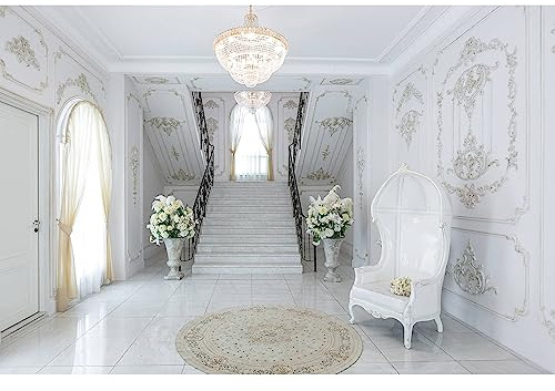 MOONDECO 10x6.5ft Western Arch Wall Curtain Home Room Photography Backdrop Props Kids Birthday Party Decoration Photo Booth Background Marble Texture Sofa Flowers Ceiling Lamp Home Studio Banner