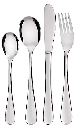 GRÄWE Kinderbesteck-Set, 4-teilig, spülmaschinengeeignet, Geschenkset, neutrales Design, Edelstahl, Besteckset für Kinder