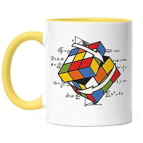 Hey!Print Zauberwürfel Tasse Rubik Cube Magic Würfel Retro Rubi Vintage Nerd Tasse Gelb
