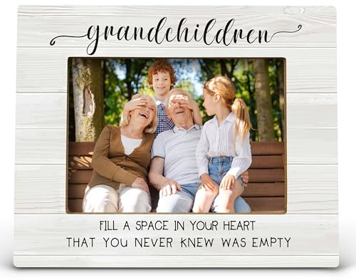 FONDCANYON Grandchildren Fill a Space in Your Heart That You Never Knew was Empty Picture Photo Frame,Grandparents Day Birthday Gifts for Grandparents Picture Frames (5x7 Inch Photo) (Color-2)