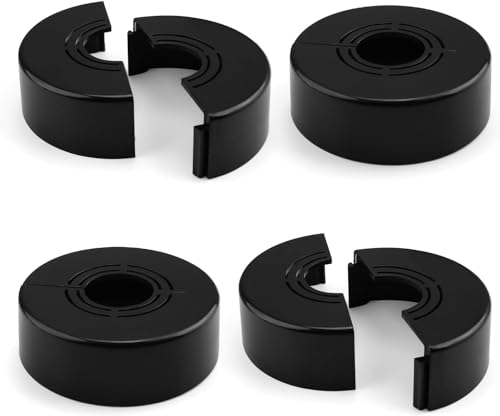 4 Stück Heizungsrohr Rosette Schwarz, Größenverstellbar Rosetten für Heizkörperrohre, Abnehmbar Heizungsrohr Abdeckung, Geeignet für Gasleitungen, Wasserleitungen und Heizkörper
