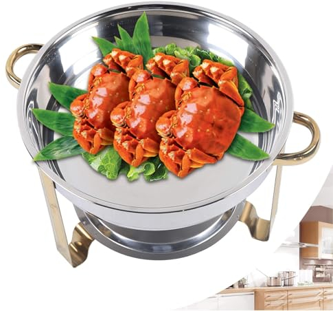 X&Z-XAOY Chafing Dish Calentador De Comida 4L con Porta Combustible Calientaplatos De Acero Inoxidable Chaffing Servidor para Buffet Catering Fiesta Cocina