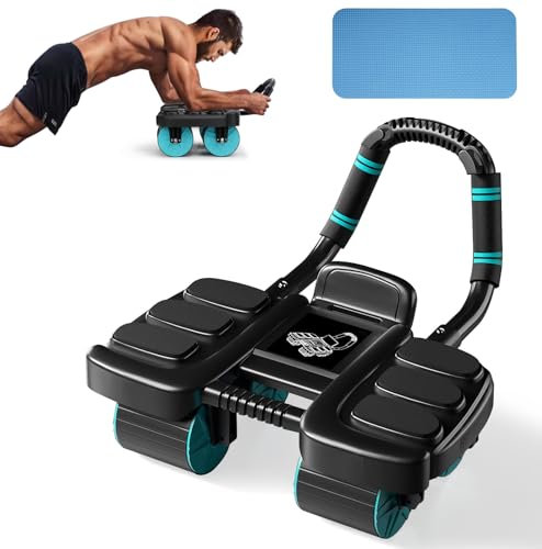 Nutmanel Automatische Rebound-Bauchrolle, 4-Roller, Verbreiterte Ellenbogenstütze, Bauchtrainer mit Rutschfester für Männer und Frauen, 2 in 1 Bauchtrainer Roller für Bauch- und Core-Krafttraining