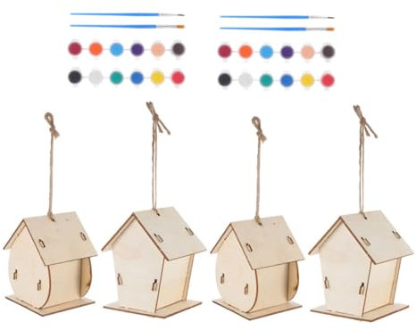TOYANDONA 1satz Vogelhaus Aus Holz Teiliges Bastelset Für Junge Mädchen Zum Bemalen Und Gestalten Von Vogelhäuschen Kreatives Spielzeug Fantasie Und Geschicklichkeit Für Garten Und Deko