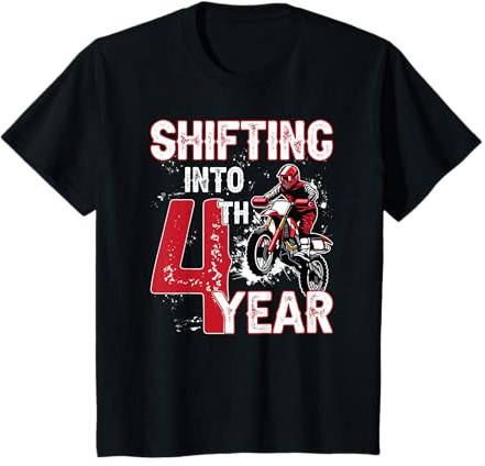 Kids 4th Birthday Party Dirt Bike Boy 4 Year Old Dirt Biker T-Shirt