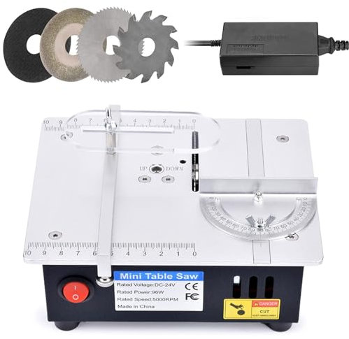 Kadxyan Mini Sierra de Mesa eléctrica de precisión, Sierra de Banco pequeña para carpintería de Escritorio, Modelo de Hobby Hecho a Mano, máquina de Corte Artesanal para Corte de Madera, Metal