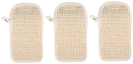 Baluue Bolsa para Jabón de Algodón y Lino para Exfoliación Corporal en Ducha con Cierre de Cordón Color Beige, Pack de 3 Piezas