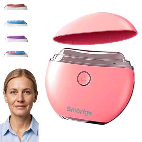 EMS Gua Sha Smbrige Gesichtsmassagegerät–4 in 1 Modus Anti-Aging Straffung & Lifting Gesichtsmassagegerät Elektrisch, Gua Sha Elektrisch Tägliche Verbesserung der Haut，Rosenrot