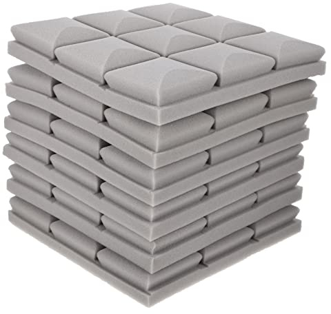 ERINGOGO 6 pièces Panneaux Acoustiques Auto Adhésifs Lot pour Isolation Sonore Murale et Plafond Mousse Absorbante Haute Densité pour Studio Denregistrement Bureau et Salle de Musique Gris
