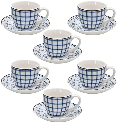 Tognana, Confezione 6 Tazze caffè con piatto Cc 80 Cottage, New Bone China, Beige