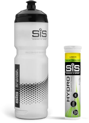 SIS Clear Sports 800ml Drinks Bottle and 1 Tube of Hydro Electrolyte Tablets (20 Tabs) Bundle - Effervescent Hydration (800ml Bottle / 1 x Tube, Lemon)