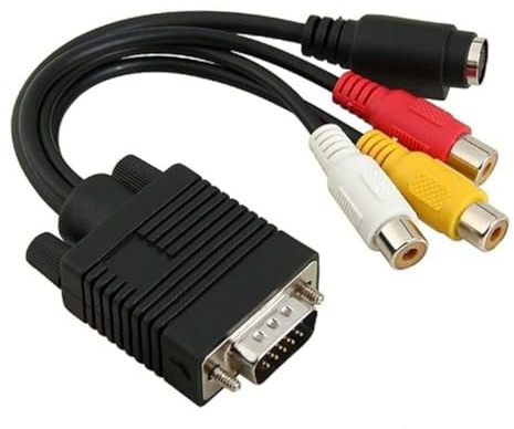 LRXIYODE Vga to 3 Rca Adapter Converter Cable with Pure Copper Core for TV Computer and Projector Use in Black