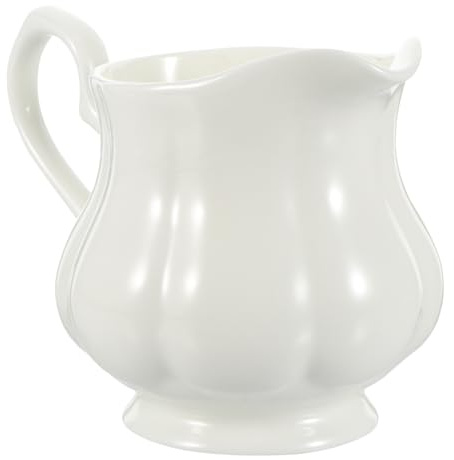 SWETRACE Brocca per Salsa in Ceramica Bianca Manico Lattiera per Salse e Sciroppi da Cucina Contenitore per Salsa da Buffet e Ristoranti Brocca Porcellana Elegante per Barbecue e