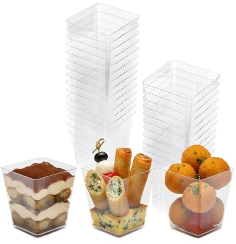 Set 60 Ciotoline Monoporzione da 60ml - Coppette Riutilizzabili e Robuste, Perfette per Finger Food, Aperitivi, Mousse, Gelato, Tiramisù - Bicchierini Monoporzione per Feste e Catering