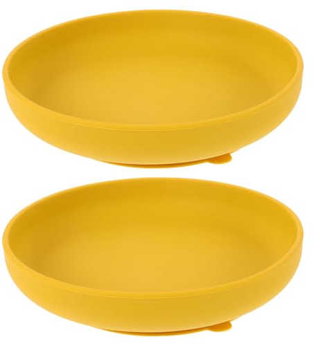 TOYZFRIENDY 2pièces Lot de Assiettes Silicone avec Ventouse Antidérapante pour Base à Ventouse Assiette Anti-déversement pour Table de Cuisine