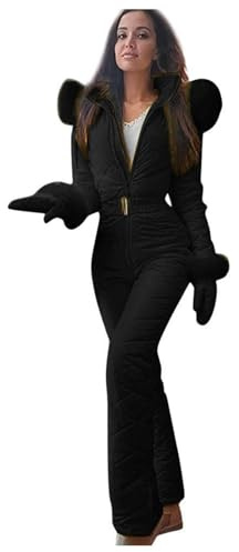 Combinaison Ski Femme, Veste Ski Femme Grande Taille Chaud Manteau Thermique Thermique Tenue Hiver Imperméable Une Pièce Snowboard Blouson Costume 2#Noir S