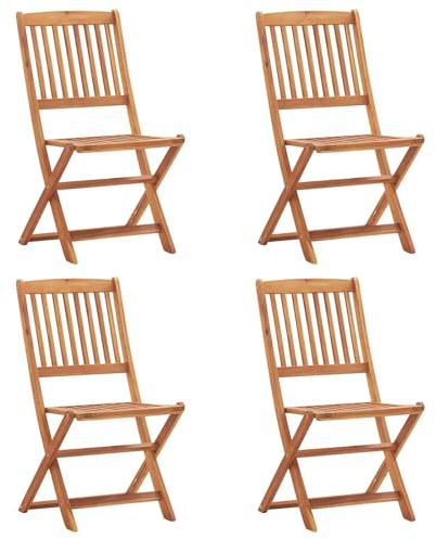 Owoxanthellate 4er Set Gartenstuhl Akazie wetterfest, 48,5 x 57 x 90,5 cm, Faltbarer Terrassenstuhl Braun, robuste Klappstühle für Balkon, Terrasse und Camping