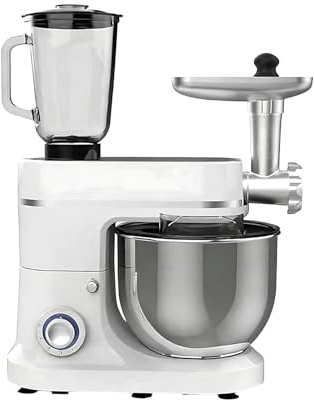 Robot De Cuisine Multifonction, 1500W Batteur Multifonction Robot 3-En-1 avec Blender, Hachoir à Viande, Bol Inox 10L, Crochets Pétrisseurs et Batteur pour Pâtisserie et Cuisine Maison
