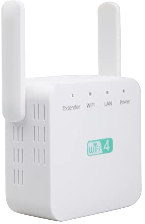 300Mbps WiFi Extender,UK Plug-In WiFi Booster with 200m Coverage & Dual Antennas, 3 Working Modes Repeater/AP/Router, 2.4GHz Wireless Signal Amplifier for Home Office & Garden