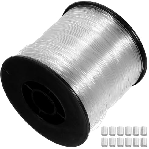 GALPADA Cuerda para Colgar Marcos de Fotos Transparente 200 Metros 0,80 MM Kit de 60 Piezas de Aluminio para Bricolaje y Decoración de Paredes