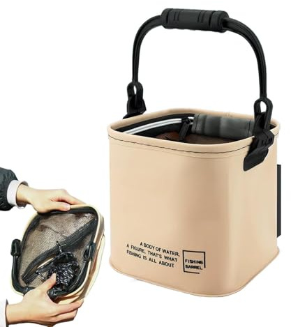 Fiske 13 liters hopfällbar behållare med handtag | Camping för fiske vid camping och utomhusaktiviteter bakgård och trädgård pool sjö flod samt