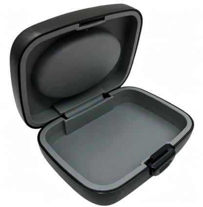 Hearing Aid Case Fits 2 Aids, Anti-Dirty Black Hard Storage Box with Interior Silicone Bumps, Small Protective Travel Organiser for Earbuds, Coins, Keys, Daily Shell Cover Accessories