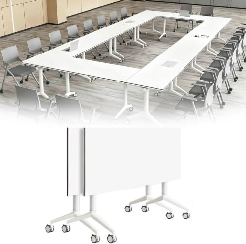 Folding Conference Table with Wheels, Mobile Flip-Top Training Table, Modular Space-Saving Meeting Table, with 2.5CM Thickened Desktop, for Office Classroom & Meeting Room