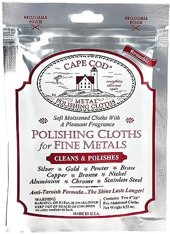 Cape Cod Metal Polishing Cloths – Reusable Anti-Tarnish Cleaning Wipes for Fine Metals, Watches & Jewellery – Restores Shine on Silver, Gold, Brass, Copper & Stainless Steel – Vanilla Scent