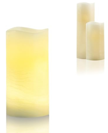 Flower Power LED-Kerze Media mittel, Echtwachs, Creme