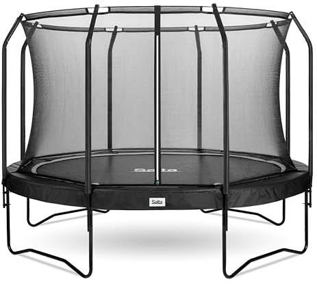 Salta Premium Black Edition - ⌀183/213/251/305/366/396/427/457cm - TÜV geprüft - Schwarz - Outdoor Trampolin, Gartentrampolin, Rund - Set mit Sprungmatte, Sicherheitsnetz, Federn, Randabdeckung
