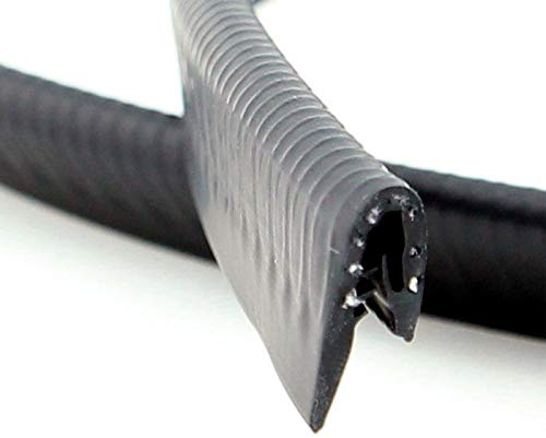 SMI-Kantenschutzprofil KSKL1-2S für 1-2mm PVC mit Stahleinlage Schwarz selbstklemmend ohne Kleber - Kantenschutz, Kederprofil, Kantenprofil, Kantenschutzleiste für Autotüren, Bleche (5 m)