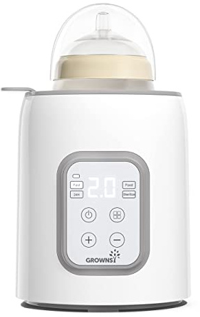 Bottle Warmer, Grownsy 8-in-1 Fast Baby Bottle Warmer with Timer, Safe for Breastmilk Nutrients, Accurate Temperature Control, with Defrost, Sterili-zing, Keep Warm, Heats Baby Food & Bottles