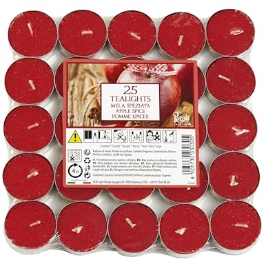 Price's Petali Lot de 25 bougies chauffe-plat parfumées de 4 heures de combustion – Disponibles en plusieurs parfums (épice)