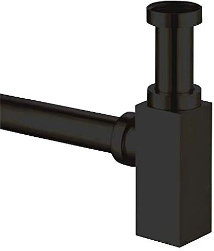 Design Siphon eckig schwarz matt/Ablauf für Waschbecken Abfluss Ablaufset Sifon Röhren-Syphon Spülbecken rechteckig Ablaufgarnitur
