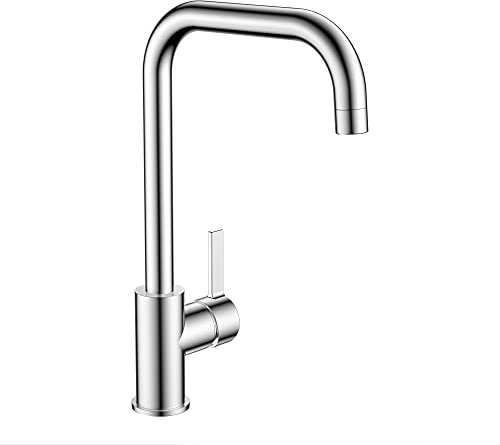 Krobec rubinetto da cucina con beccuccio alto, rubinetto lavello,qualità alimentare, ottone senza piombo, miscelatore monocomando per lavello, miscelatore cucina girevole a 360°(Cromo).