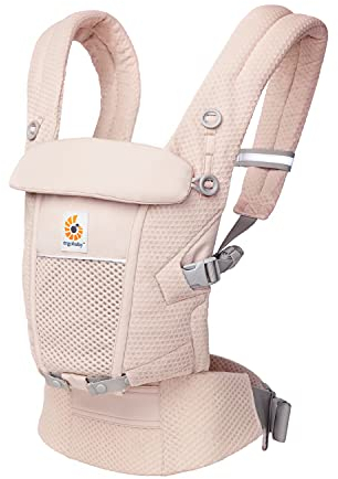 Ergobaby Adapt Babytrage für Neugeborene ab Geburt, 3-Positionen SoftFlex Mesh Ergonomische Babybauchtrage Rückentrage Baby-Tragetasche, Pink Quartz