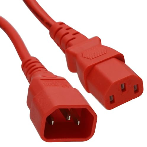 kenable Stromverlängerungskabel IEC Stecker auf Buchse C14 auf C13 UPS Netzkabel 3m Rot