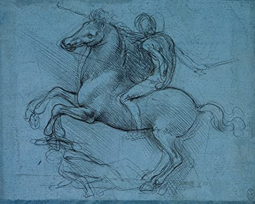 Canvas A Study for an Equestrian Monument Sforza Horse Rider with Armor 1490 Sketch By Leonardo da Vinci Repro on Canvas 11 X 14 Image Size Shipped Rolled Up